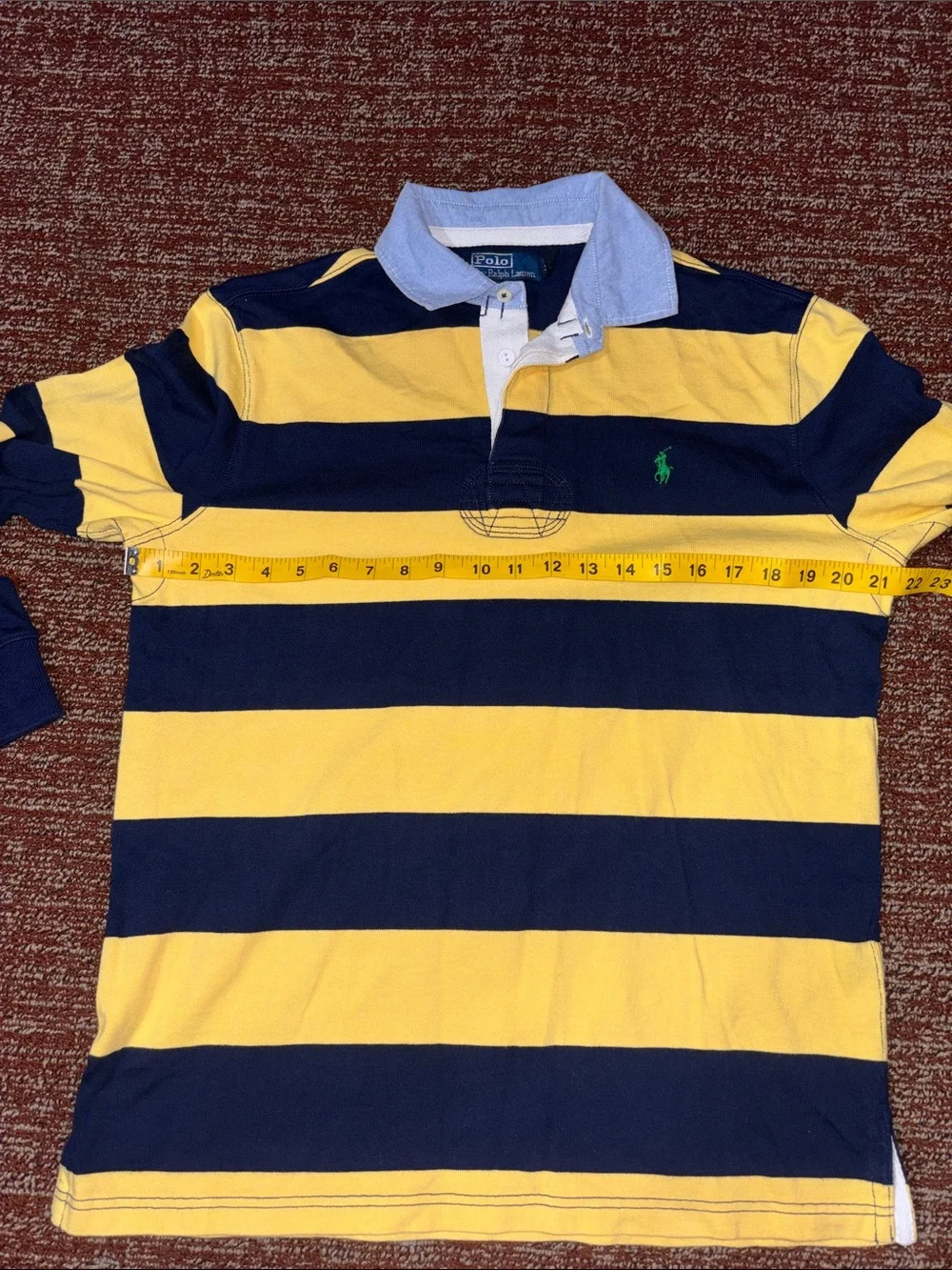 Extremely Rare! Vintage Polo RL heavyweight rugby shirt denim collar long sleeve